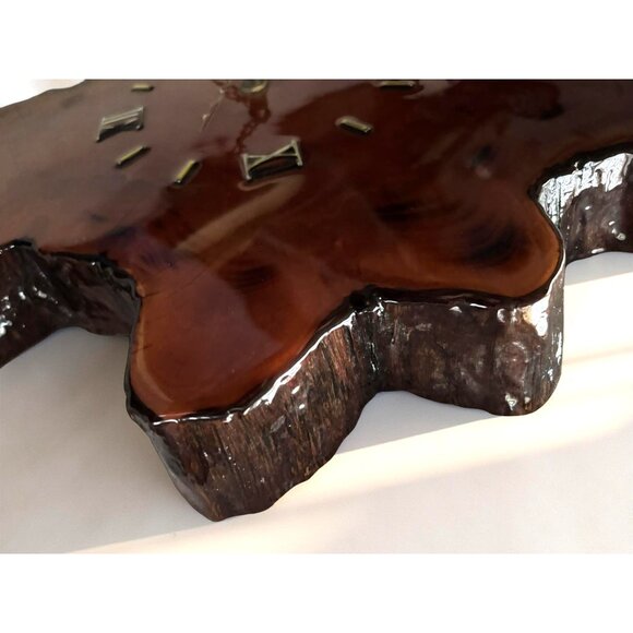 Vintage Live Edge Cypress Wall Clock – Natural Wood Slab Clock, Rustic 1970s Dec - Picture 5 of 12